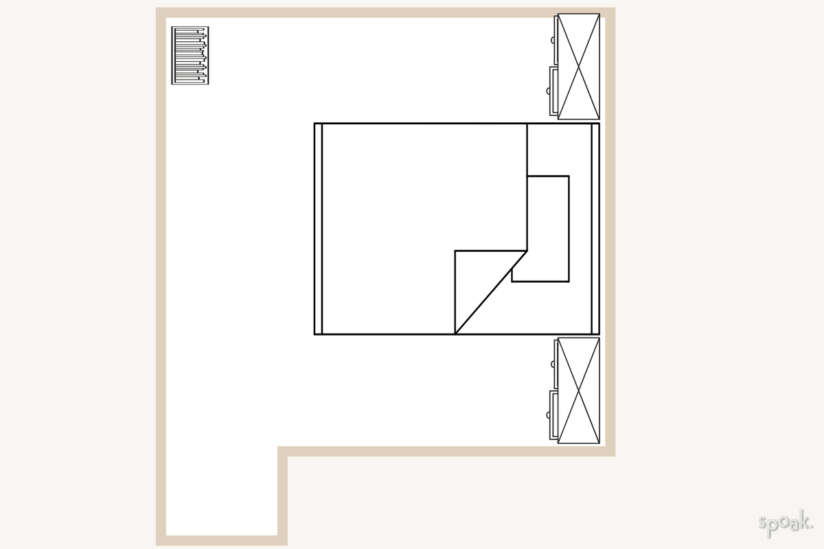 L-Shaped Bedroom Plan designed by Anna-Taylor Harbin