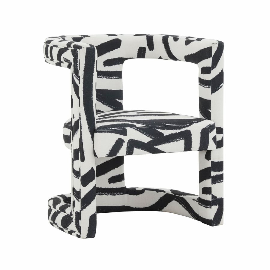 Ada Velvet Chair in Black Brushstroke Pattern added by Miliaku Nwabueze