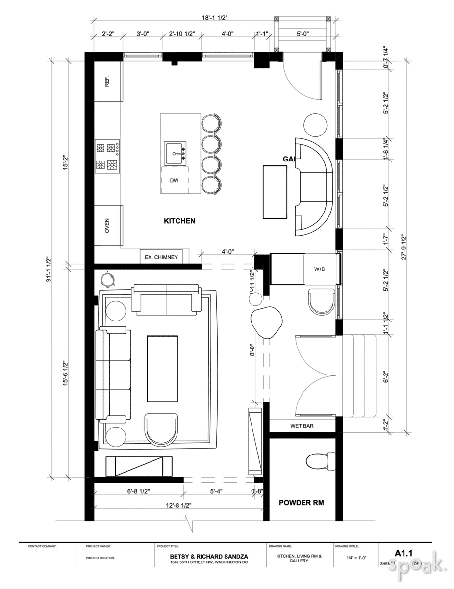 Kitchen + Living Room Plan designed by Catherine Porter