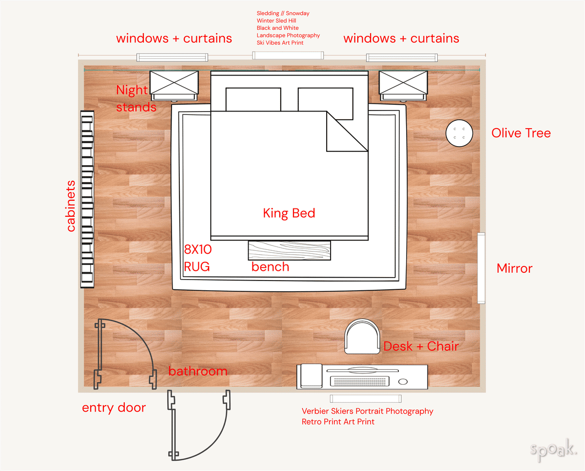 Rectanglar Bedroom Plan designed by Hannah Petterson