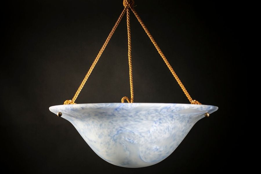 Vintage Blue Marble Swirl Art Glass Pendant Fixture Shade Made in France One of a Kind - Etsy added by Laura Fenstad