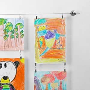 Kids Art Display for Wall (40 Clips - 9ft Wire) Artwork Display for Kids Art - Art Hanging System with Clips Picture Hanger Child // Willow & Eva added by Jennifer Cook