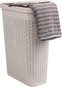 Mind Reader 40 Liter Slim Laundry Basket, Laundry Hamper with Cutout Handles, Washing Bin, Dirty Clothes Storage, Bathroom, Bedroom, Closet, Ivory added by Rescued Room Design