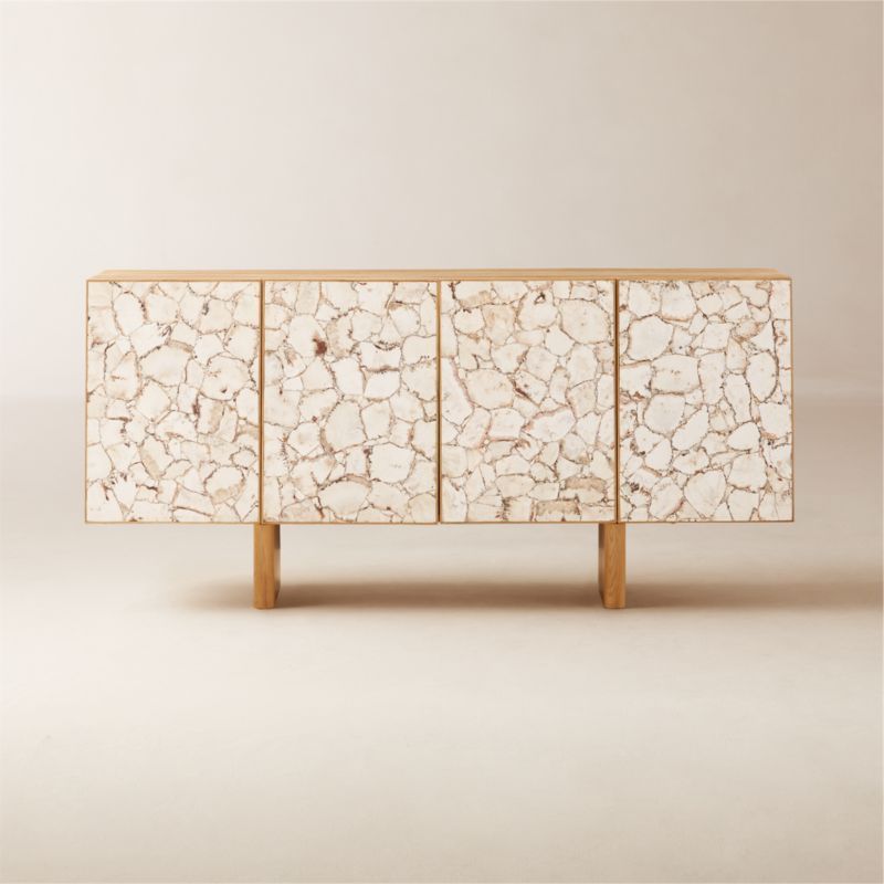 Lina Stone and White Oak Credenza 64" + Reviews | CB2 added by Evie Leigh
