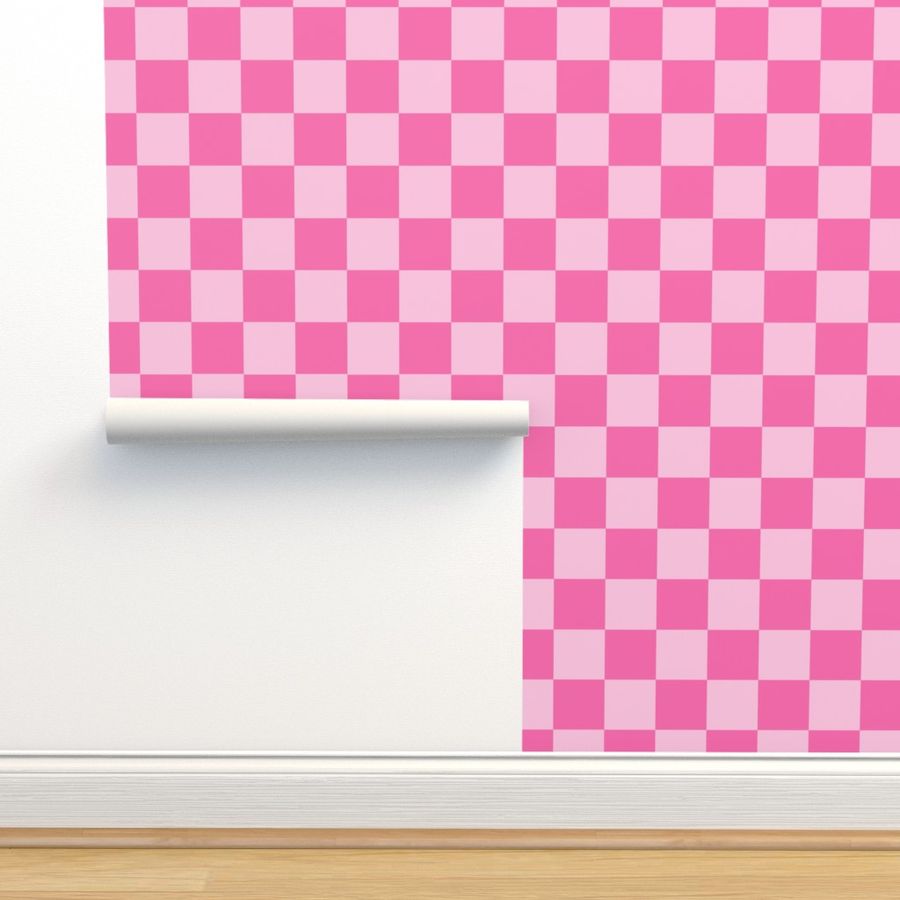Pink Checkerboard Wallpaper | Spoonflower added by Miranda Sikes