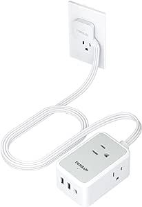 Small Flat Plug Power Strip, TESSAN Ultra Thin Extension Cord with 3 USB Wall Charger (1 USB C), 3 Outlets Mini Charging Station, 5 ft Slim Plug for Cruise Travel Office School Dorm Room Essentials added by Samantha Erickson