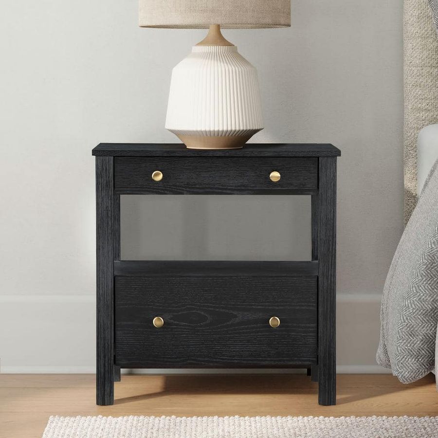 Delano Black 2-drawer 25 in. W Nightstand 831-10-60 - The Home Depot added by Kate Herrenbruck