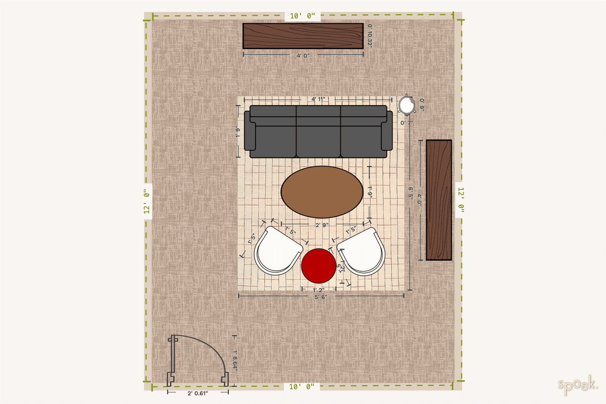 Square TV Room Floor Plan designed by Laura Maguire
