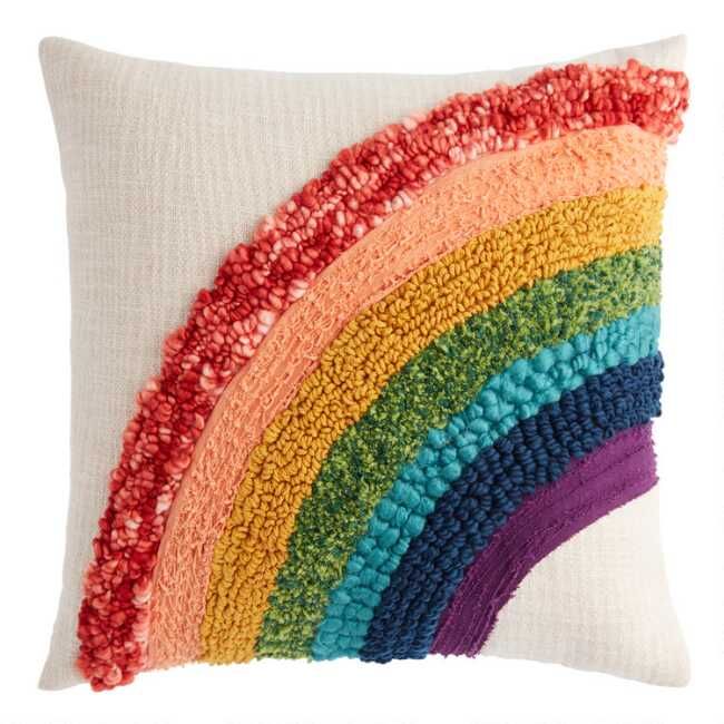 Tufted Rainbow Cotton Throw Pillow added by Where The Heart Is Designs