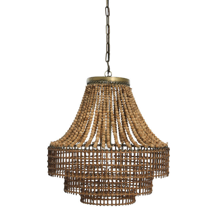 Metal, Rattan and Wood Bead Chandelier added by Jada Williams