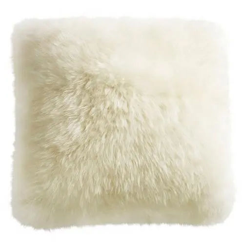 Mildred Modern Ivory Long Wool Fur Floor Pillow - 32x32 added by erika grossman