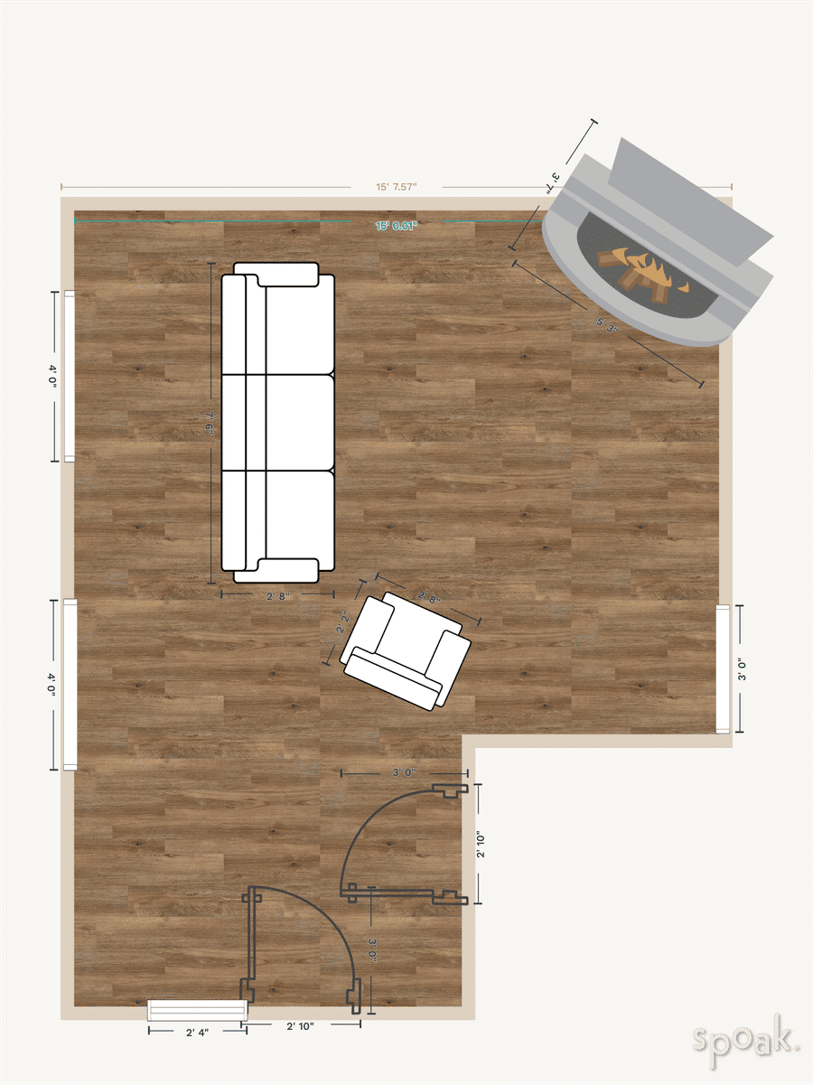 L-Shaped TV Room Floor Plan designed by Jorie Chapman