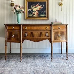 Buffet Sideboard Credenza Antique Hepplewhite Buffet Entryway Console Dresser Federal Style Tiger Oak Transitional Dining Room Furniture - Etsy added by Alison Fox