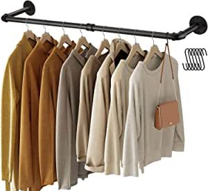 GREENSTELL Clothes Rack,36.2 Inch Industrial Pipe Wall Mounted Garment Rack,Space-Saving Hanging Clothes Rack,Heavy Duty Detachable Garment Bar,Multi-Purpose Hanging Rod for Closet 2 Base(1 Pack) added by Summer Wilson