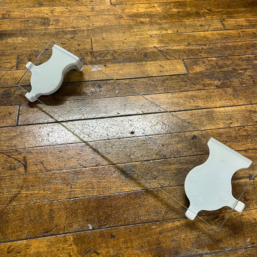 Antique (c. 1920) Porcelain Shelf Brackets with Glass Shelf added by Serena Finnerty