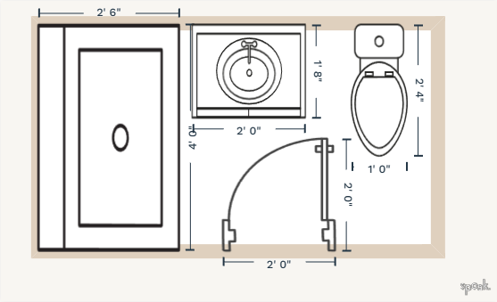 Rectanglar Bathroom Layout designed by Matt Pesko
