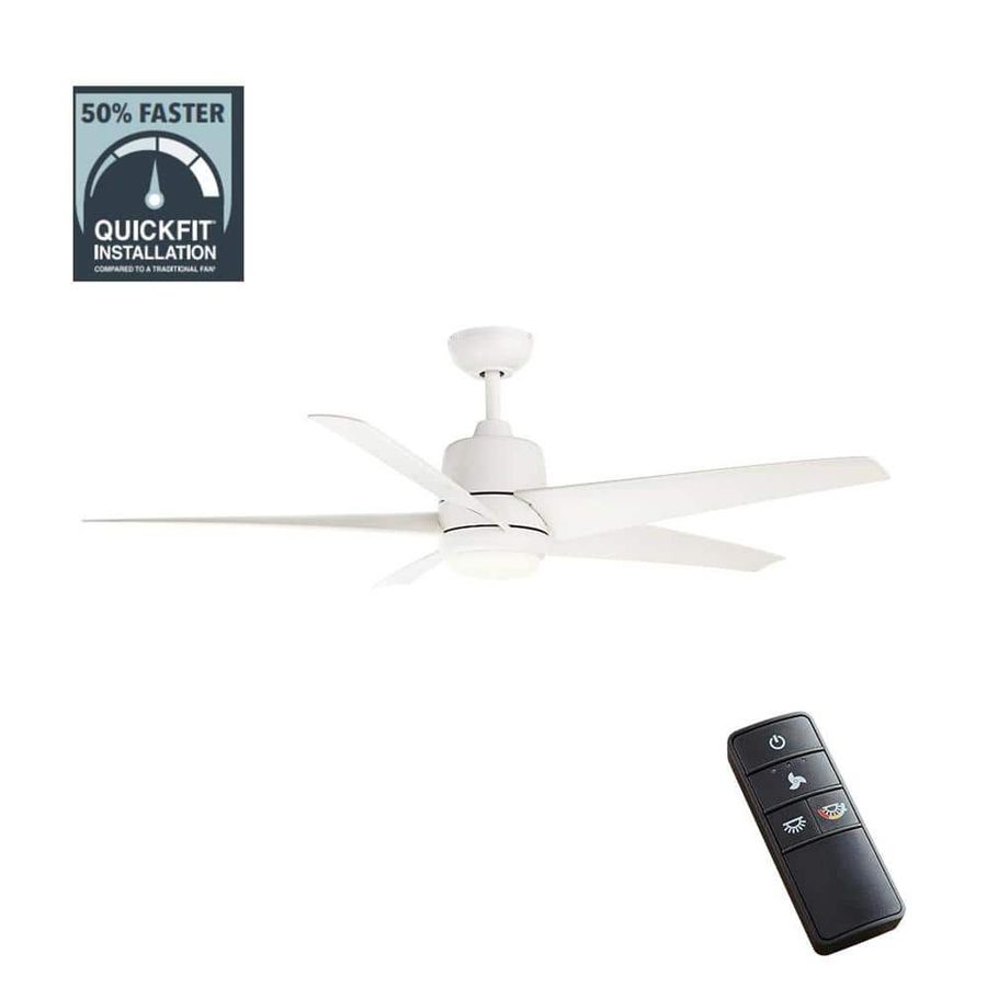 Hampton Bay Mena 54 in. White Color Changing Integrated LED Indoor/Outdoor Matte White Ceiling Fan with Light Kit and Remote Control 99918 - The Home Depot added by Emily Autrey
