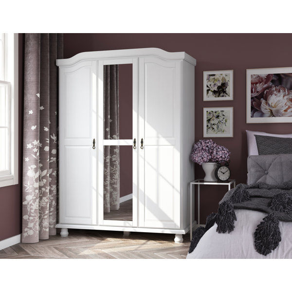 Anass Kyle 100% Solid Wood 3-door Wardrobe Armoire with Mirrored Door added by sallie tyler