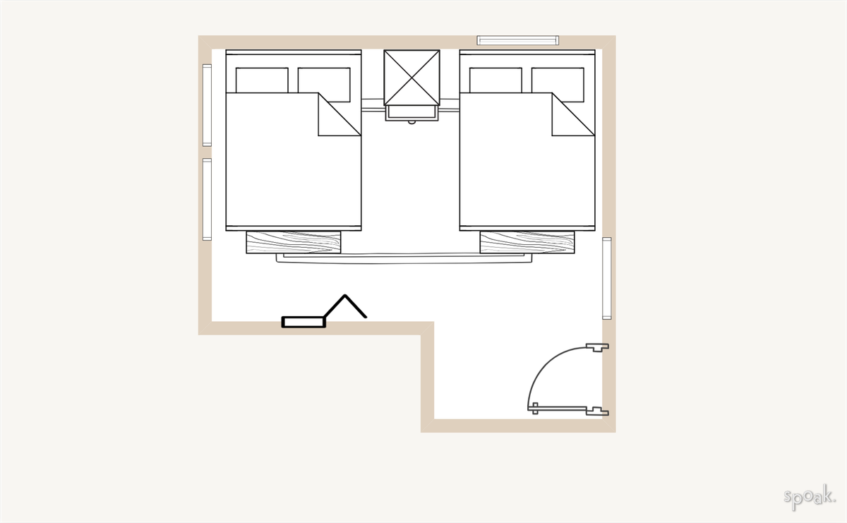 L-Shaped Bedroom Plan designed by Hannah Petterson