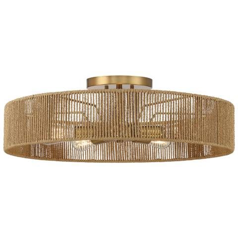 Savoy House Ashe 24" Wide Warm Brass and Rope 5-Light Ceiling Light - #779E9 | Lamps Plus added by Morgan Hatch