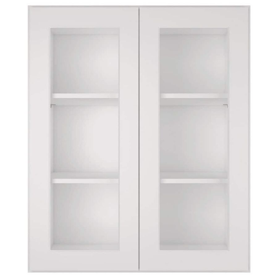 HOMEIBRO 30-in W X 12-in D X 36-in H in Shaker Dove Plywood Ready to Assemble Wall Glass kitchen Cabinet HD-SD-W3036GD-A - The Home Depot added by stefany alves