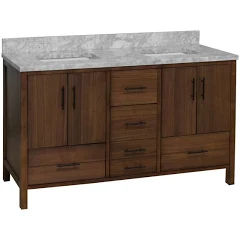 California 60 " bathroom vanity walnut carrara marble double  added by Lindsay Schultz
