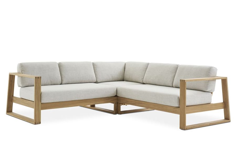 Rio Outdoor Teak L-Shape Sectional Sofa | Castlery added by Desert Varnish