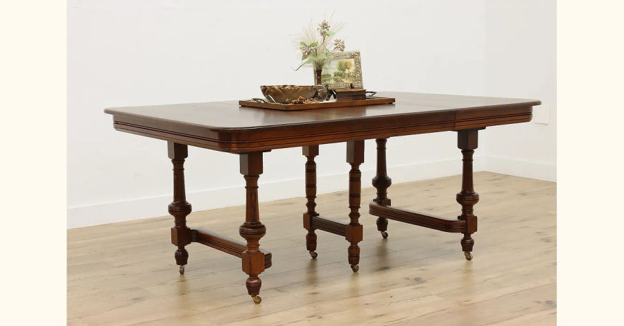 Victorian Eastlake Antique 11&#039; Walnut Dining Table, 5 Leaves #51951 added by Serena Finnerty