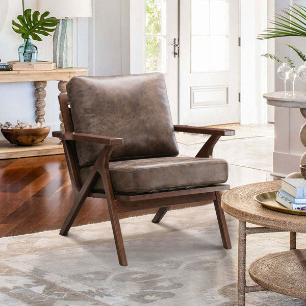 33" Wide Solid Wood Frame Upholstered Mid Century Modern Retro Armchair Accent Chair added by sallie tyler