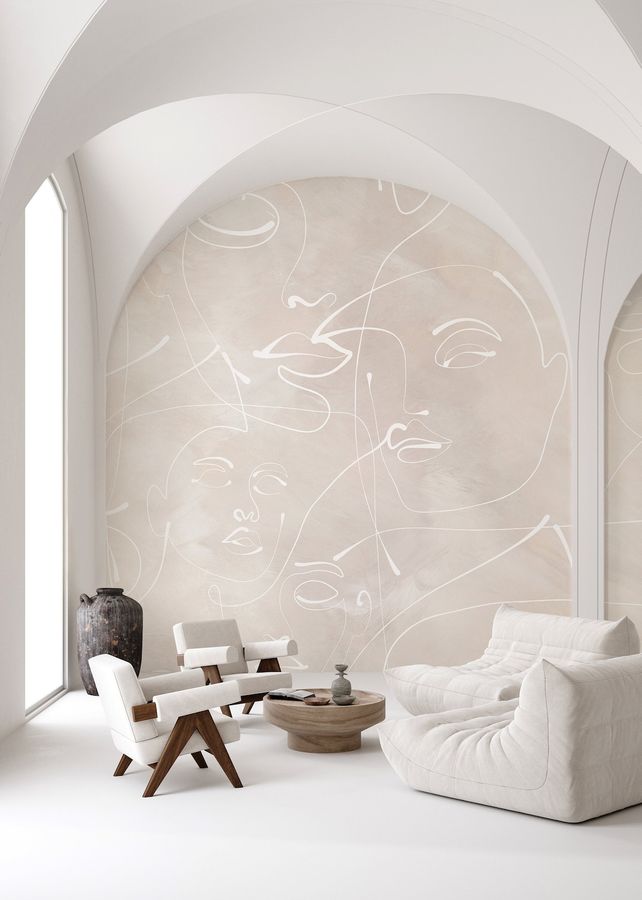 Beige Abstract Female Face Peel and Stick Wall Mural - Self Adhesive Neutral Line Art - Spa Beauty Studio Salon Removable Wallpaper CCM144 - Etsy added by HELEN SALGADO