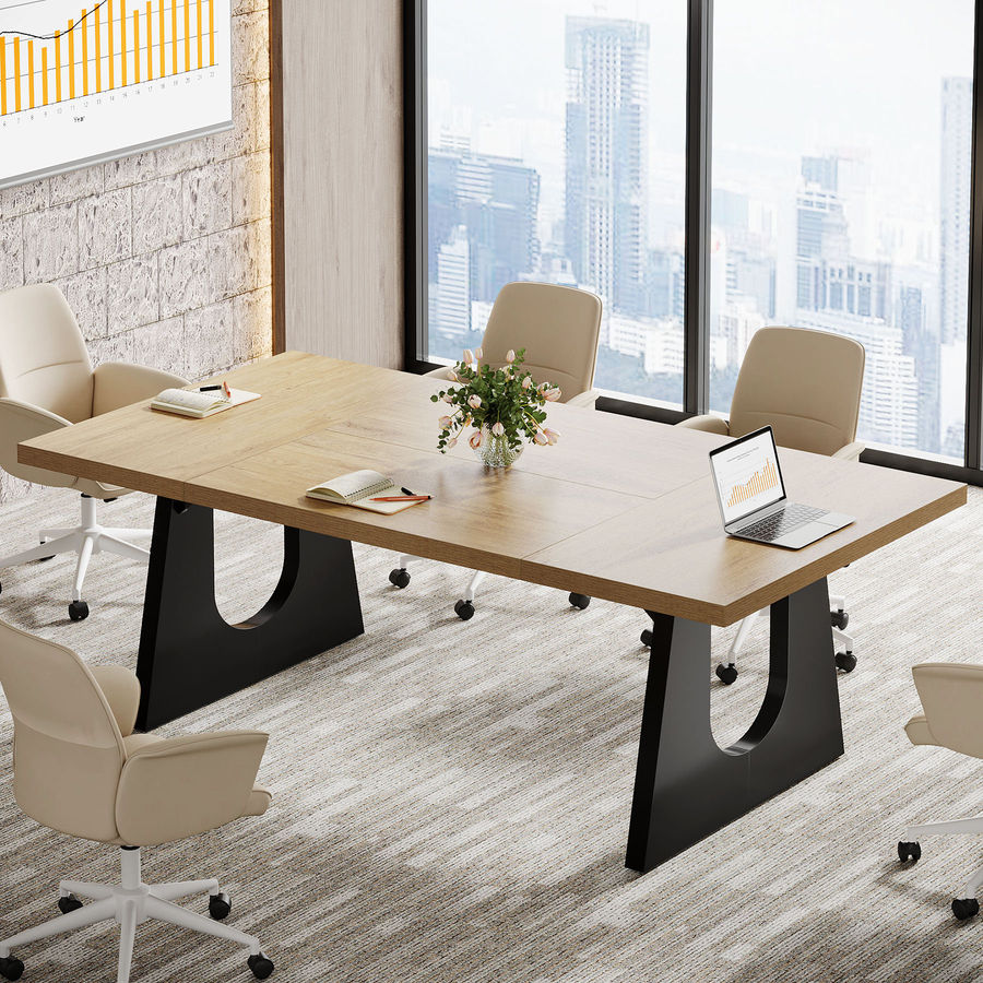 Wrought Studio™ 6 Ft Rectangle Wood Conference Table, 70.86" L X 35.43" W X 29.52" H Meeting Seminar Table Boardroom Desk For Office Meeting Conference Room | Wayfair added by Tania Fitzgerald