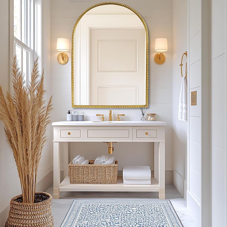 Arch Wall Mirror,24"x36" Gold Vintage Beaded Mirror added by Miranda Dungan