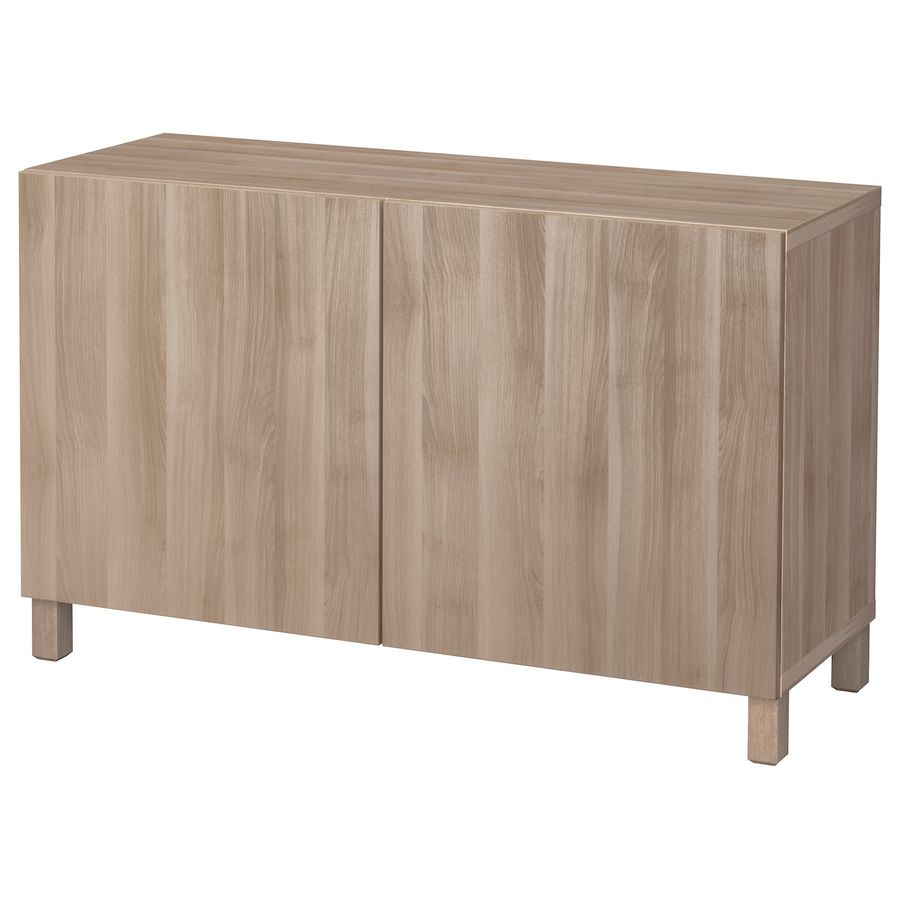 BESTÅ Storage combination with doors, walnut effect light gray/Lappviken/Stubbarp walnut effect light gray, 471/4x161/2x291/8" - IKEA added by Katie Yang