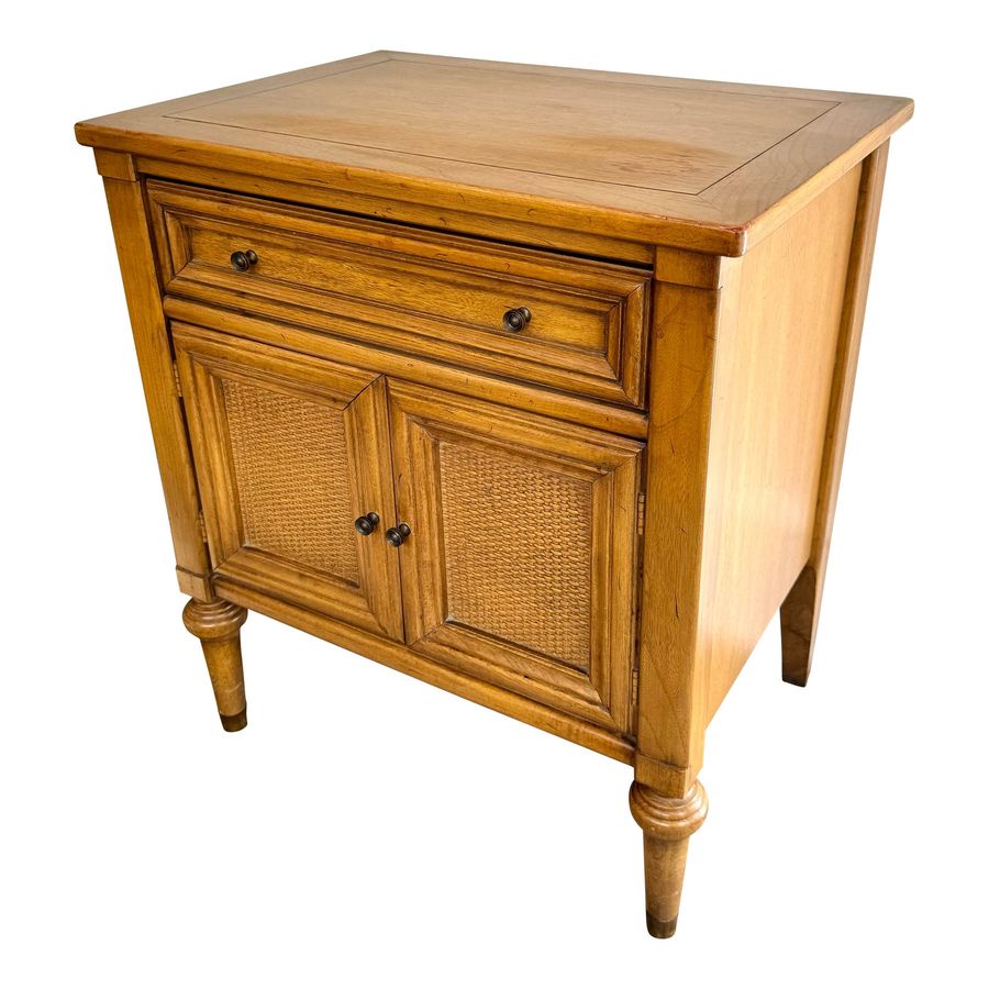 1970s Maple Side Table With Wicker Detail by White Furniture added by Jennifer Gerken