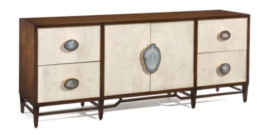 John-Richard Mercia Global Bazaar Brown Walnut Wood Agate Handle Gesso Credenza added by Alexis Bourn-Lipsett