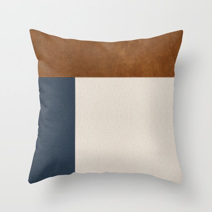 Scandinavian Modern Linen & Faux Leather - Navy Blue Throw Pillow by All Modern Scandinavian added by Where The Heart Is Designs