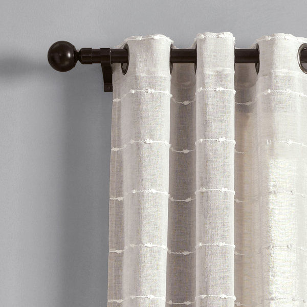 Farmhouse Textured Sheer Polyester Sheer Curtain Pair added by Whitney Crutcher