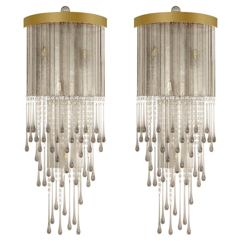 Set of 2 Artistic sconces Dancer Grey Murano Glass by Multiforme added by Shelley Cekirge