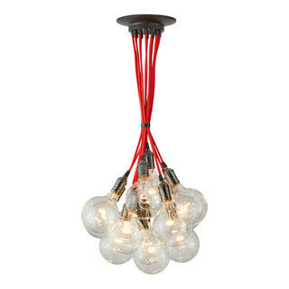 Red Pendant Light Chandelier With 14 Modern Pendant Lights and Globe Bulbs - Chandeliers - by Hangout Lighting | Houzz added by Natasha Ross