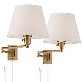 360 Lighting Clement Warm Gold Swing Arm Plug-In Wall Lamps Set of 2 | www.lampsplus.com added by Anne Elizabeth Garrard