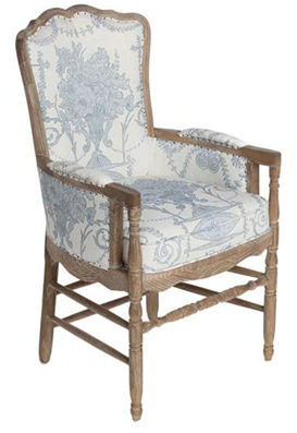 Julia French Country Blue Upholstered Brown Oak Wood Nailhead Arm Chair added by Cindy Demerino