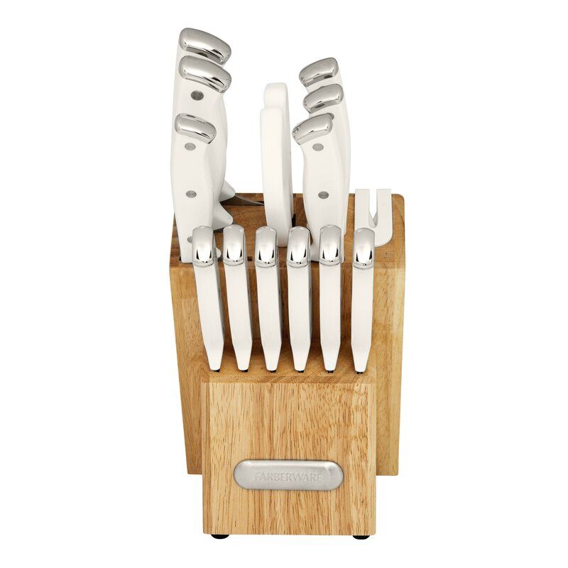 Farberware Edgekeeper Triple Riveted Knife Block Set with Built in Sharpener, 14-Piece, White added by Jessica Holmes