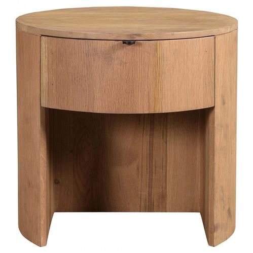 Moes Home Collection Theo Coastal Brown Oak Wood 1 Drawer Round Nightstand added by Heather Hamel