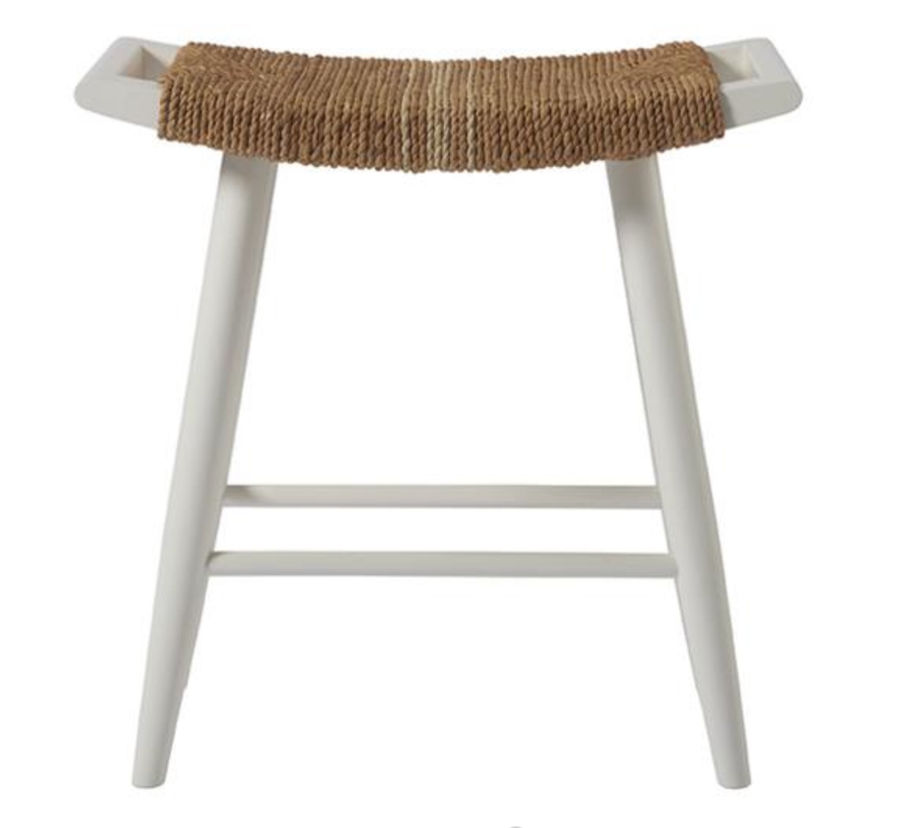 Sam Coastal Beach Brown Woven Abaca White Wood Counter Stool added by Mary Kate Blum