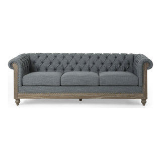Bowes Chesterfield Tufted 3 Seater Sofa with Nailhead Trim - Farmhouse - Sofas - by GDFStudio | Houzz added by Melissa Fraum