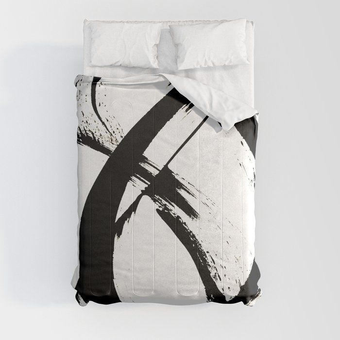 Brushstroke 7: a minimal, abstract, black and white piece Comforter by Alyssa Hamilton Art added by Lindsay Medendorp