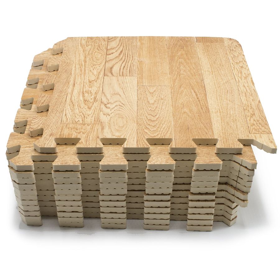 Sorbus Wood Grain Interlocking Foam Floor Mats for Playroom, Basement, Office (12" x 12" Tiles, 3/8" Thick) - 16 Pack added by Kate Lynn Nemett