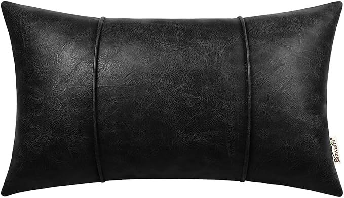 BRAWARM Black Leather Throw Pillow Covers 12 X 20 Inches - Faux Leather Lumbar Pillow Cover added by Jay C. Lynn Interior Designs, LLC