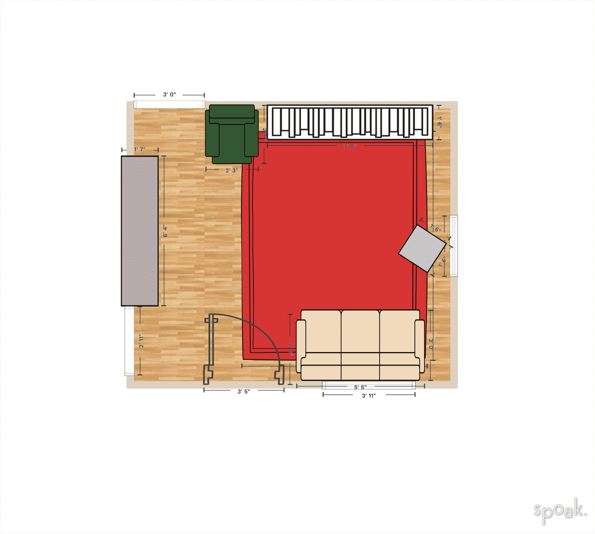Living + Dining Room Layout designed by Jake Causey