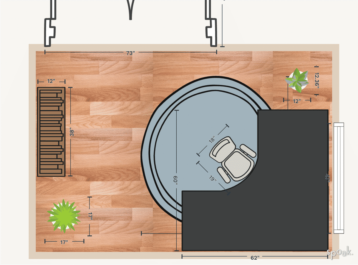 Rectanglar Office Floor Plan designed by Gretchen Fahrenkopf